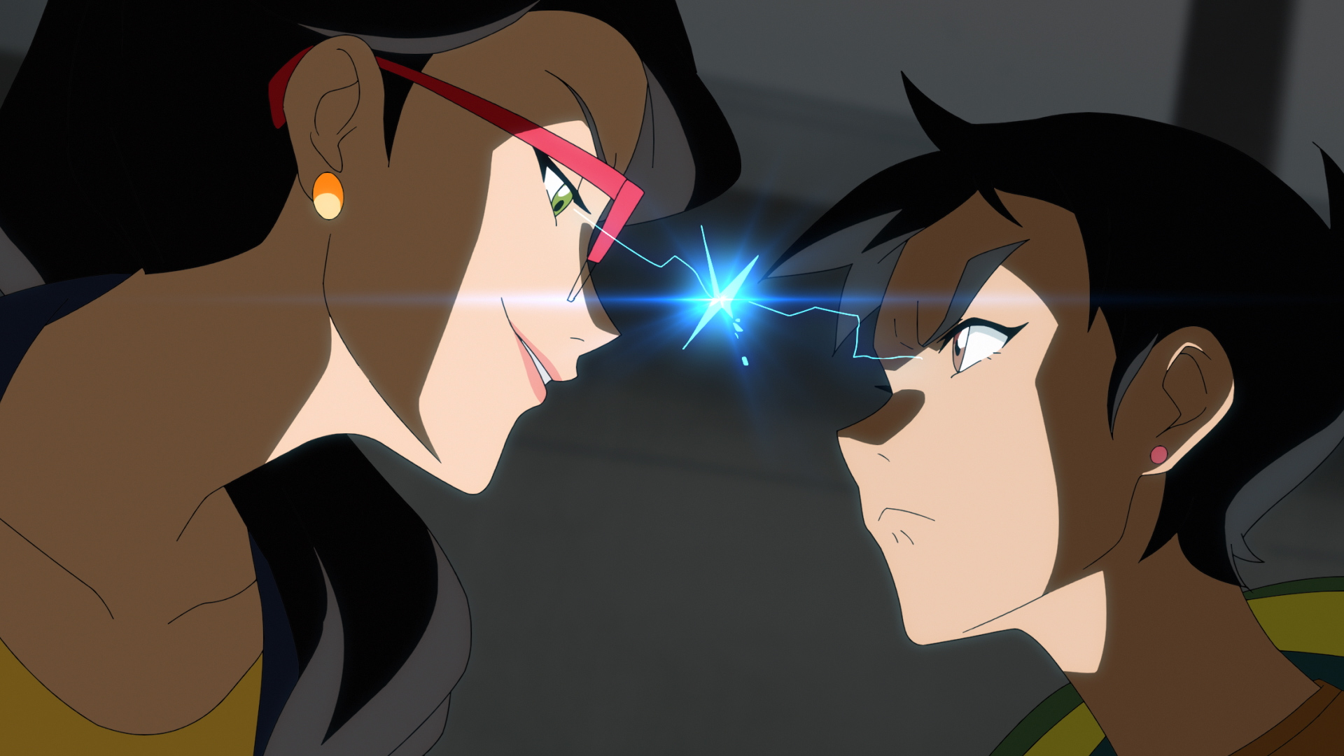 Andromeda Dunker as Vicki Vale and Alice Lee as Lois Lane in Jake Wyatt, Brendan Clougher, and Josie Campbell's action-adventure animated series, My Adventures with Superman Season 2 Episode 3