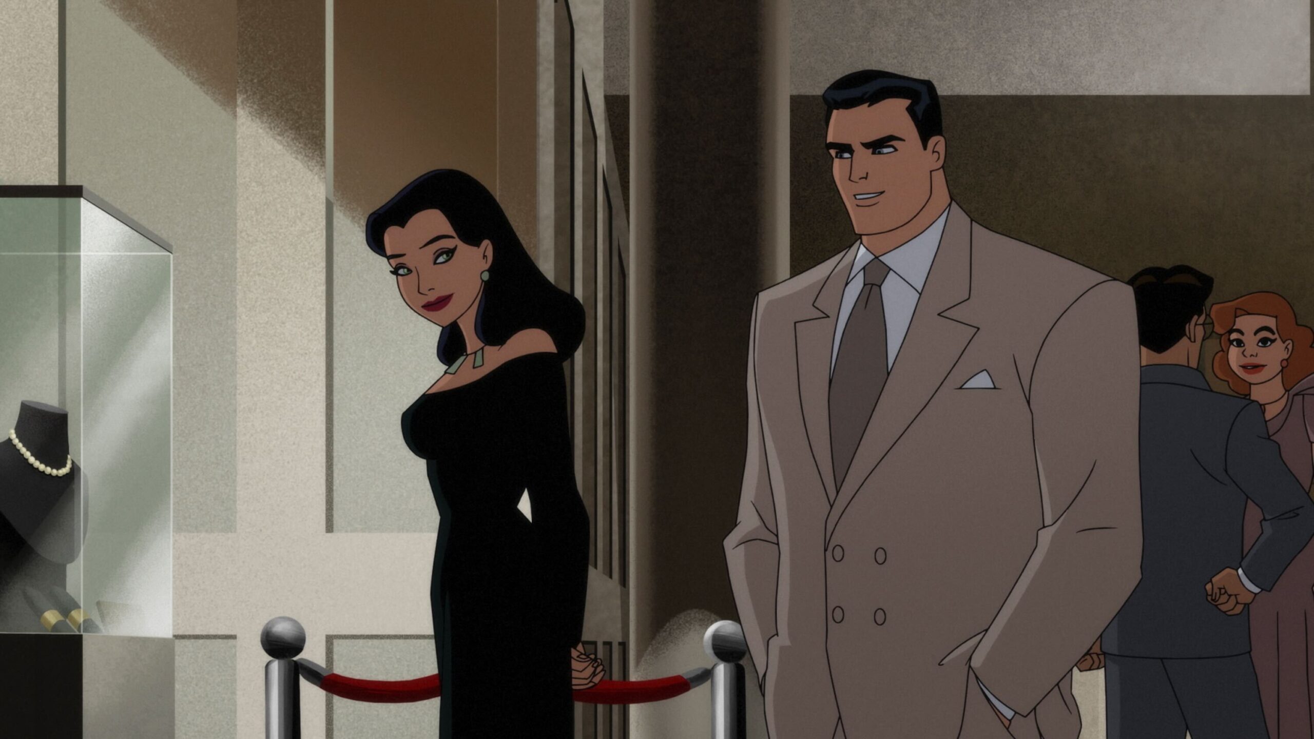 Christina Ricci as Selina Kyle and Hamish Linklater in Bruce Timm's Prime Video action adventure sci-fi crime animation series, Batman Caped Crusader Season 1 Episode 3