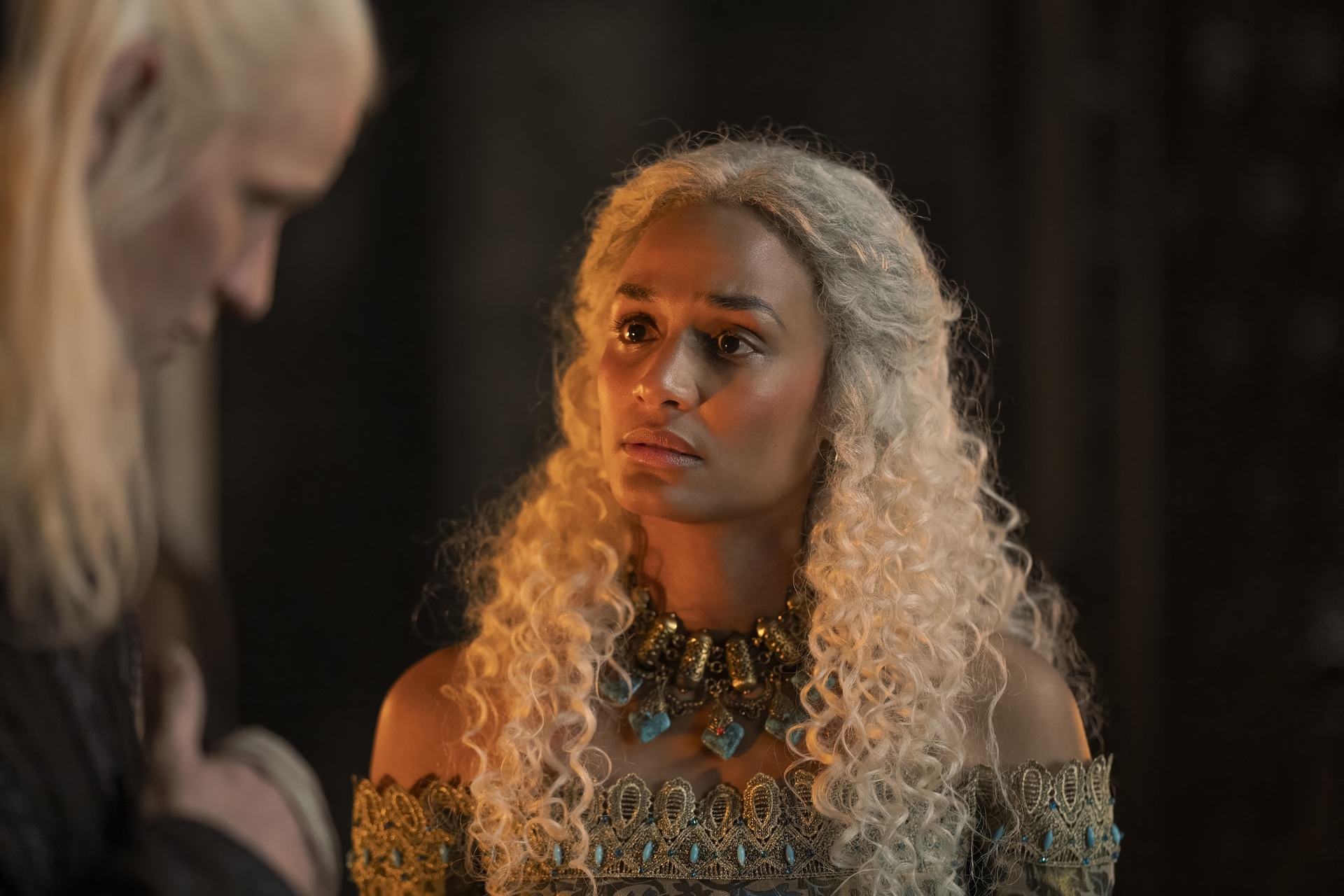 Matt Smith as Daemon Targaryen and Nanna Blondell as Laena Velaryon in George R R Martin and Ryan Condal's HBO action adventure fantasy drama television adaptation, Season 2 Episode 5