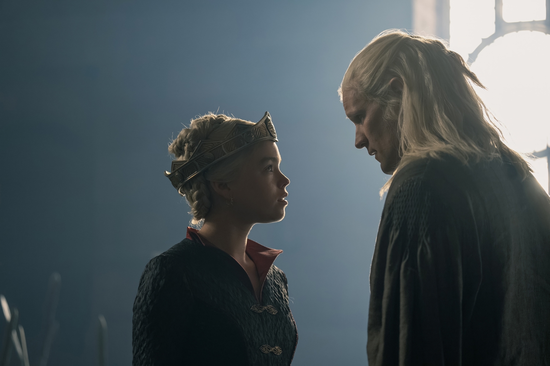 Milly Alcock as young Rhaenyra Targaryen and Matt Smith as Daemon Targaryen in George R R Martin and Ryan Condal's HBO action adventure fantasy drama television adaptation, House of the Dragon, Season 2 Episode 4