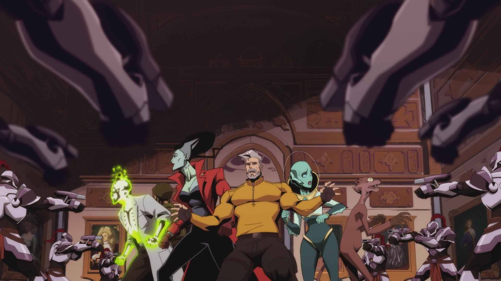 Sean Gunn, Alan Tudyk, Indira Varma, Frank Grillo, and Zoe Chao as the voices of James Gunn's DC Studios action adventure animation comic book fantasy horror mystery science fiction team, Creature Commandos