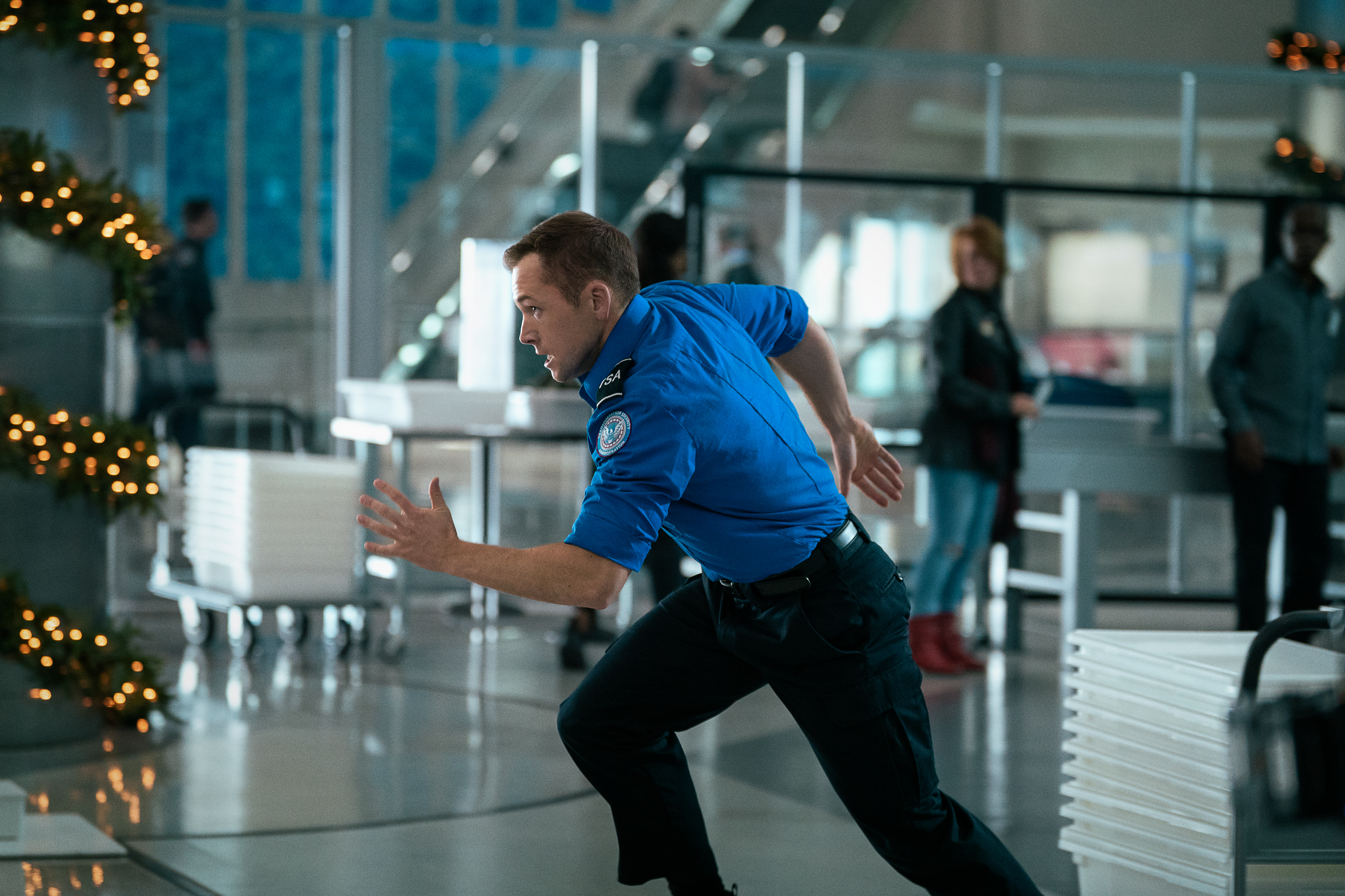 Taron Egerton in Jaume Collet Serra and TJ Fixman's action crime mystery thriller Neflix film, Carry On