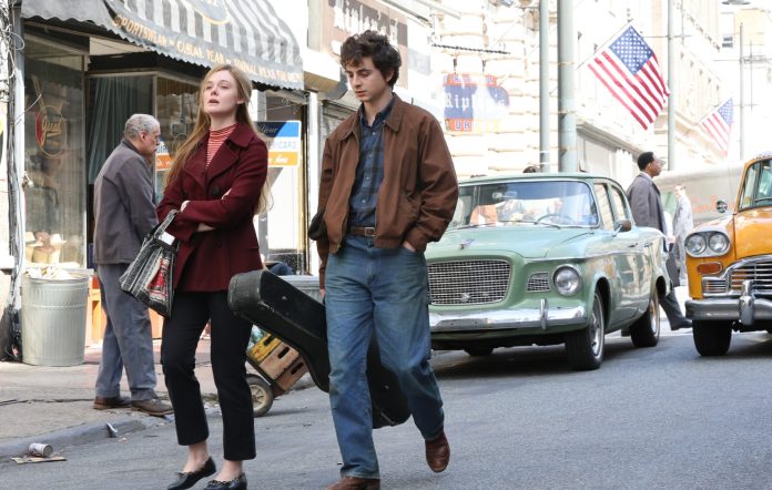 Elle Fanning and Timothee Chalamet in James Mangold's music drama biopic film, A Complete Unknown