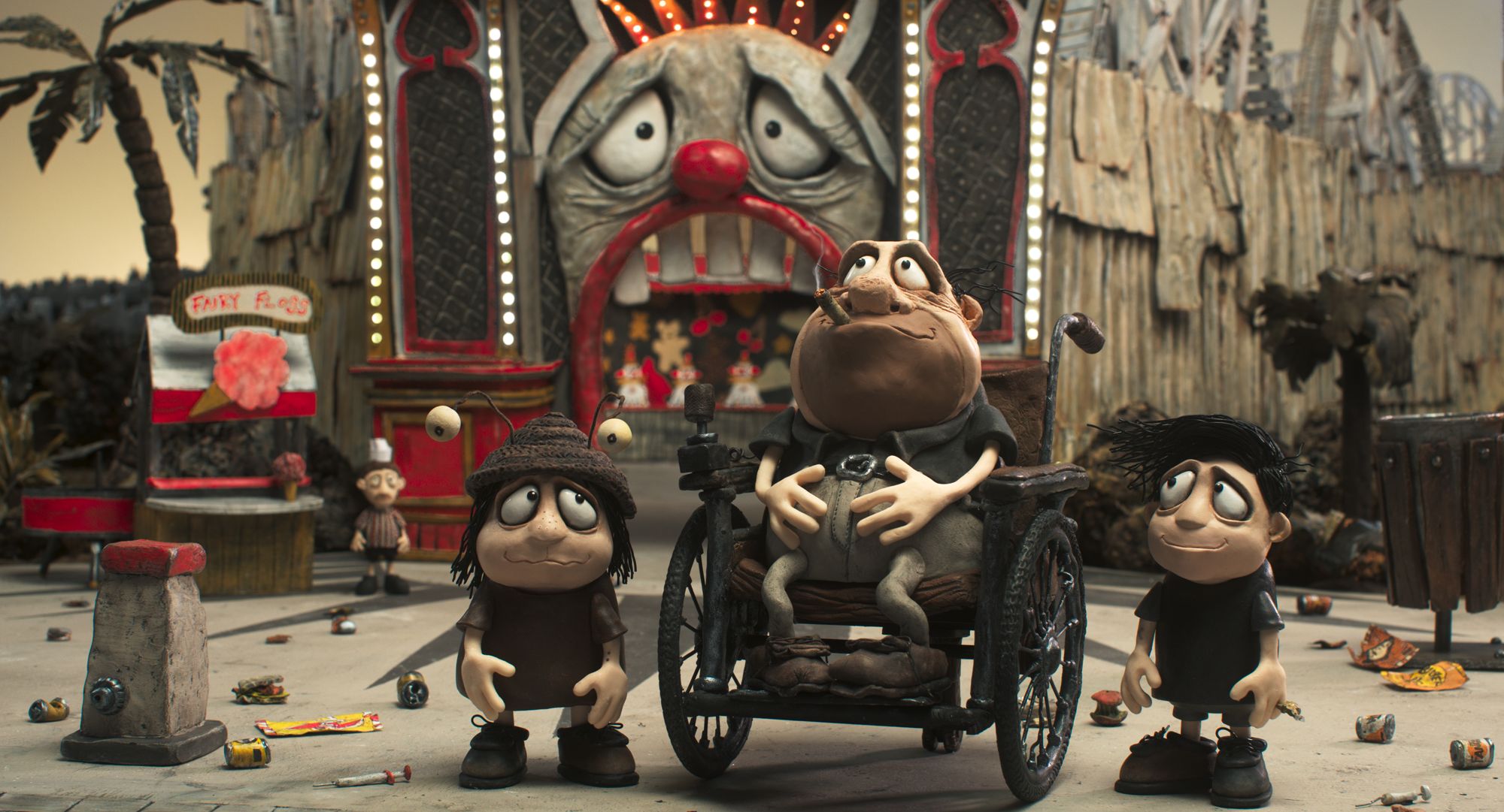 Charlotte Belsey, Sarah Snook, Dominique Pinon, and Mason Litsos in Adam Elliot's adult stop-motion animation drama film, Memoir of a Snail