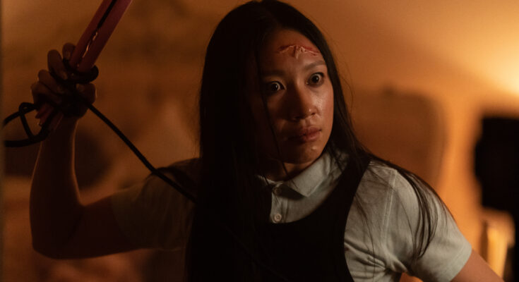 Jess Hong in Sasha Rainbow, Hweiling Ow, Mia Maramara, and Lee Murray’s Shudder psychological body horror drama thriller film, Grafted