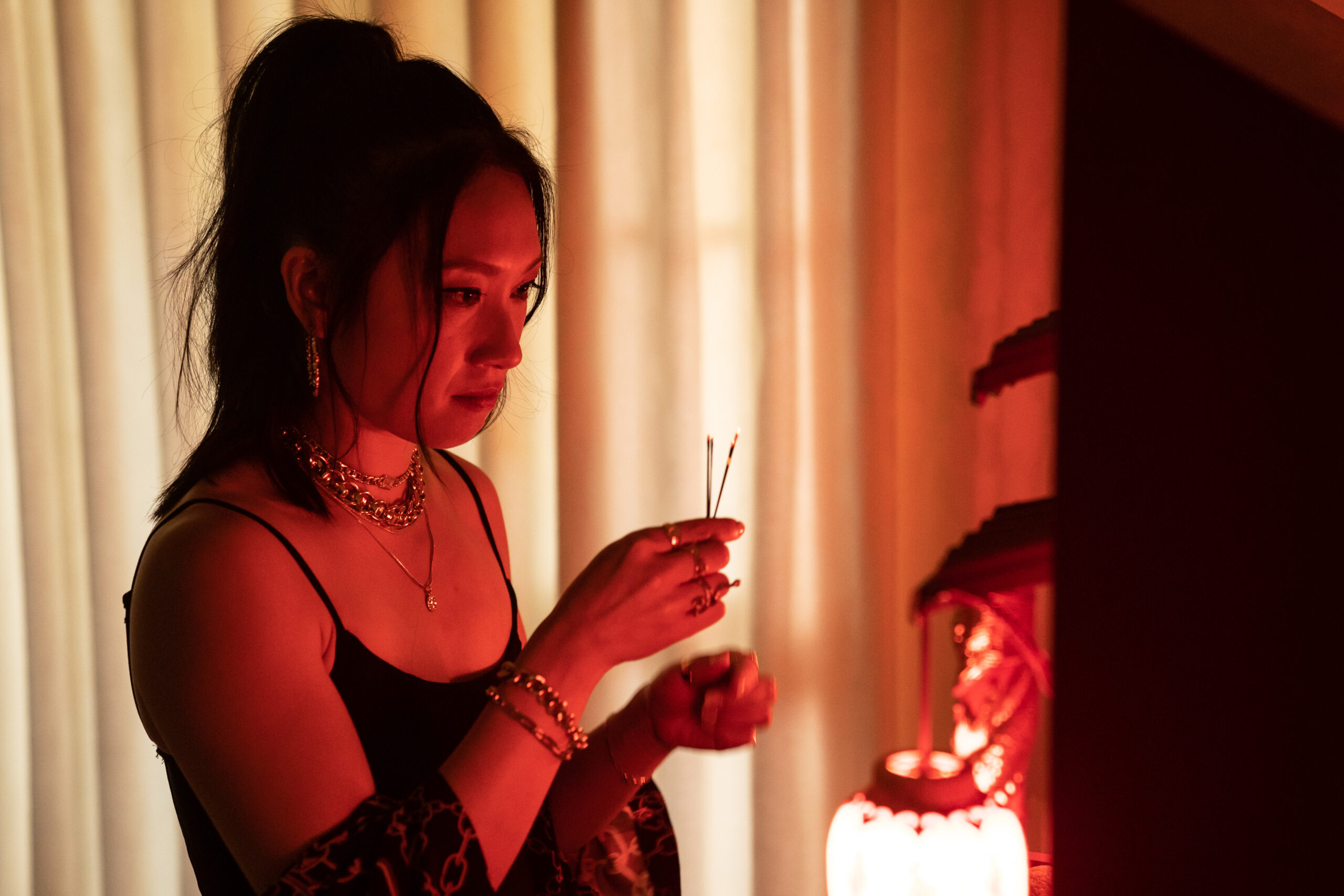 Jess Hong in Sasha Rainbow, Hweiling Ow, Mia Maramara, and Lee Murray’s Shudder psychological body horror drama thriller film, Grafted